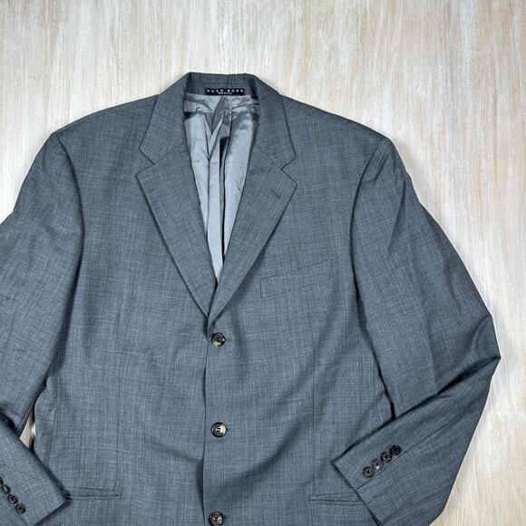 Hugo Boss Gray Wool Three Button Classic Business Work Men's Blazer Jacket 44L - Picture 2 of 16